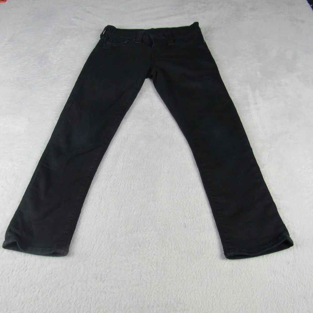 True Religion Capri‎ Jeans Womens 24 Black Made in USA Slim Denim Pants